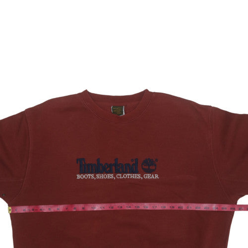 Timberland Men's Red XL Crew Neck Embroidered Pullover Sweatshirt