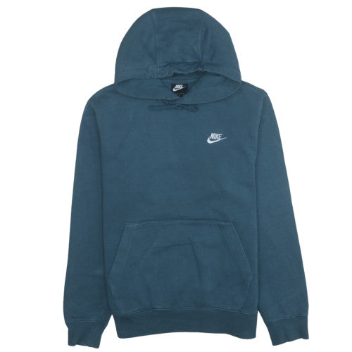 Nike Men Blue Pullover Fleece Hoodie S Regular Fit Logo Drawstring