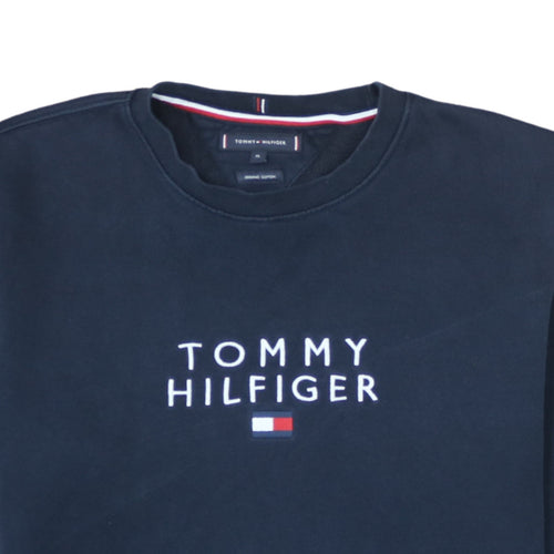 Tommy Hilfiger Men's Blue XL Crew Neck Cotton Sweatshirt