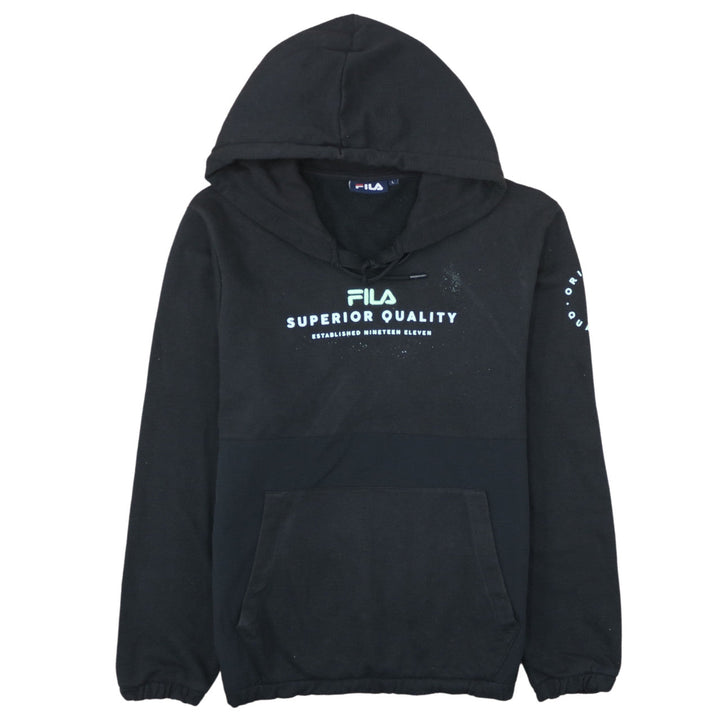 Fila Womens Black Pullover Hoodie L Cotton Blend Sweatshirt
