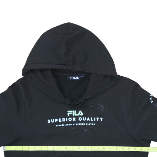 Fila Womens Black Pullover Hoodie L Cotton Blend Sweatshirt