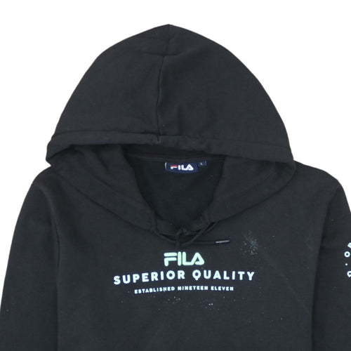 Fila Womens Black Pullover Hoodie L Cotton Blend Sweatshirt