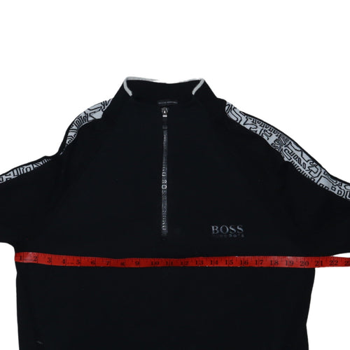 Hugo Boss Men's Black Wool 1/2 Zip Logo Sweatshirt Size L