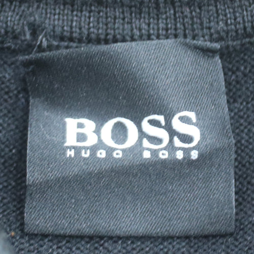 Hugo Boss Men's Black Wool 1/2 Zip Logo Sweatshirt Size L