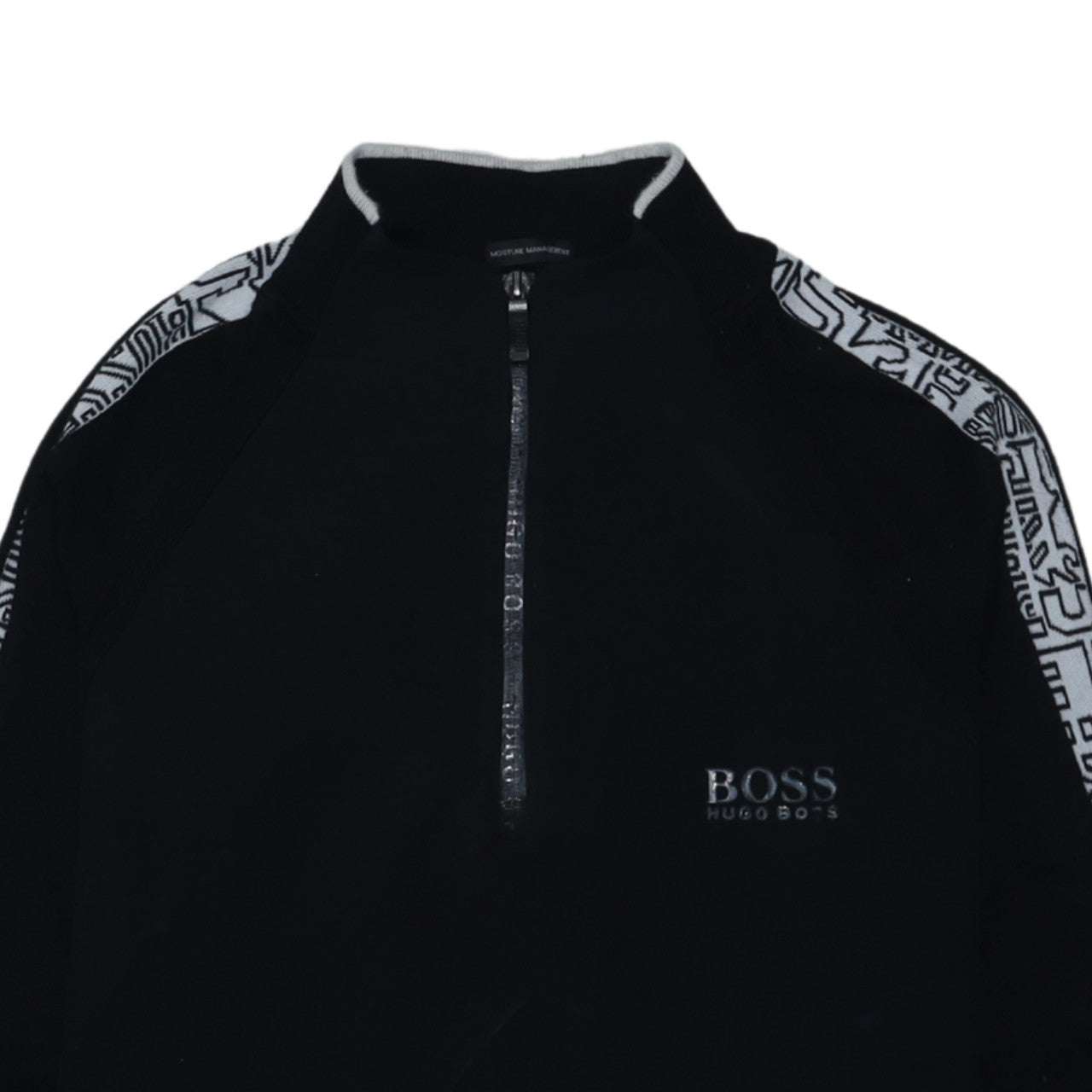 Hugo Boss Men's Black Wool 1/2 Zip Logo Sweatshirt Size L