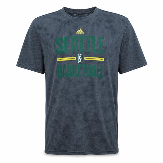 Front view of Adidas men’s grey aeroknit xlt seattle basketball t-shirt