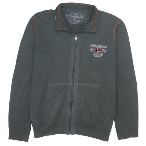 Napapijri Men's Green 3XL Full Zip Embroidered Sweatshirt