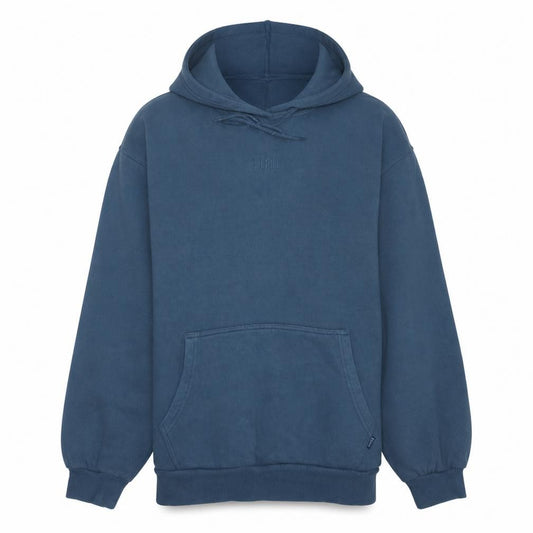 Front view of Diesel men’s blue pullover hoodie m cotton blend fleece
