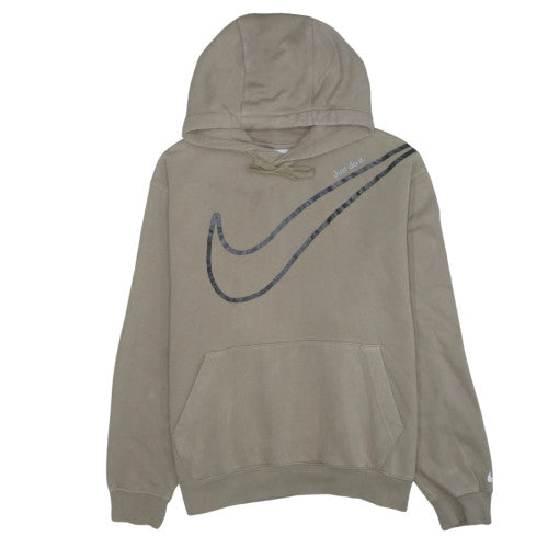 Nike Women Beige Large Pullover Hoodie with Logo Design