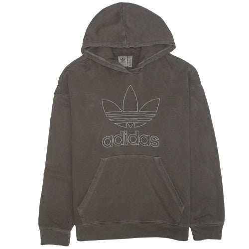 Adidas Women Grey Trefoil Logo Pullover Hoodie Size M