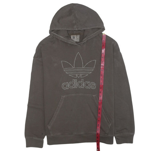Adidas Women Grey Trefoil Logo Pullover Hoodie Size M