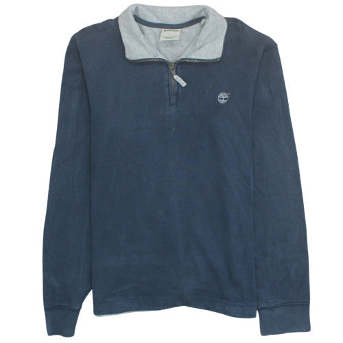 Timberland Men's Blue 1/4 Zip Collared Regular Fit Sweatshirt M