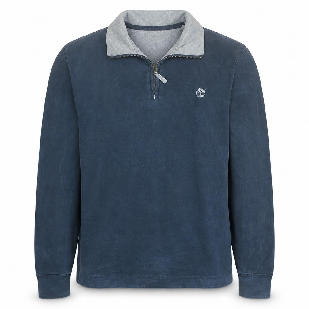 Front view of Timberland Men's Blue 1/4 Zip Collared Regular Fit Sweatshirt M
