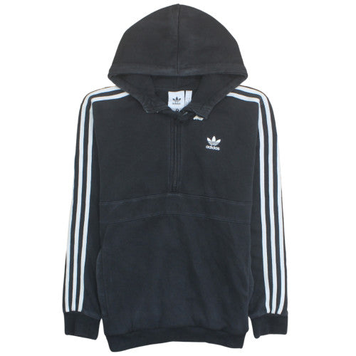 Adidas Mens Black Small 1/2 Zip Hoodie with Logo Detail