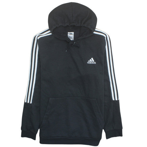 Adidas Men's Black XL Pullover Hoodie with Logo and Stripes