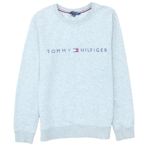 Tommy Hilfiger Women Grey Logo Crew Neck Pullover Sweatshirt S