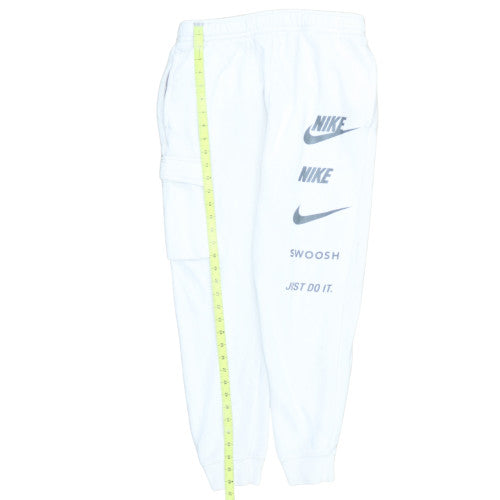 Nike Men's White Jogger Cargo Sweatpants S Logo Fleece