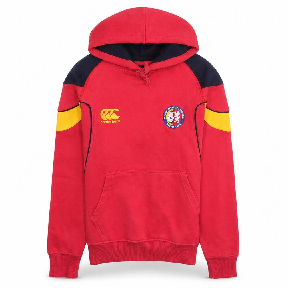 Front view of Canterbury Men's Red Hoodie Small Rugby Style Fleece Pullover