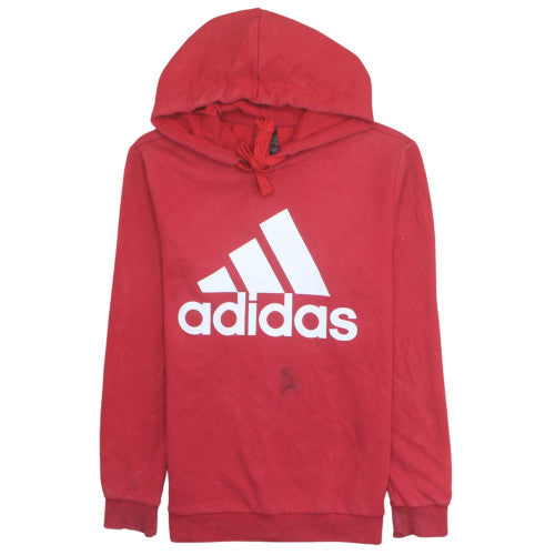 adidas Men's Red Pullover Hoodie Small Graphic Sports Fleece