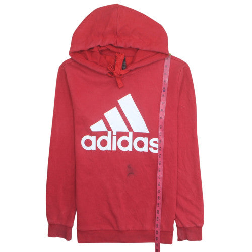 adidas Men's Red Pullover Hoodie Small Graphic Sports Fleece