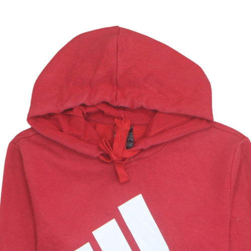 adidas Men's Red Pullover Hoodie Small Graphic Sports Fleece