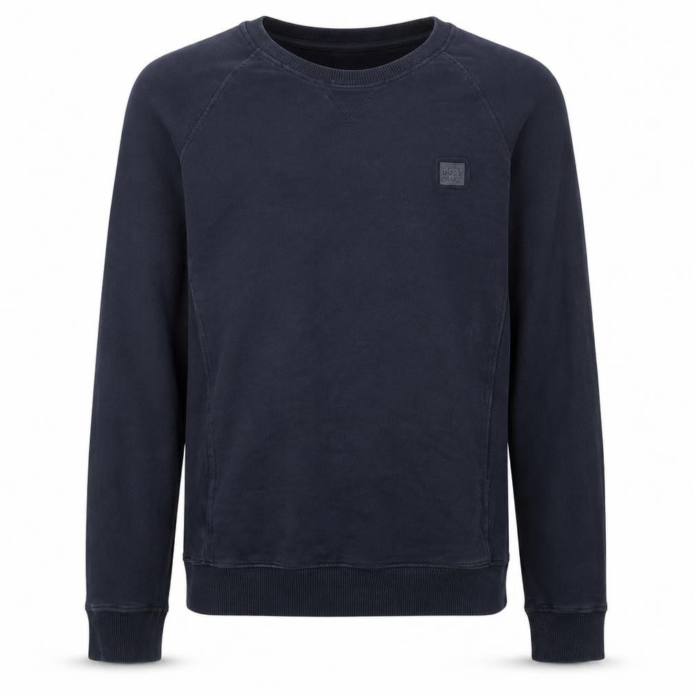 Front view of Hugo Boss Men's Blue Slim Fit Crew Neck Sweatshirt M