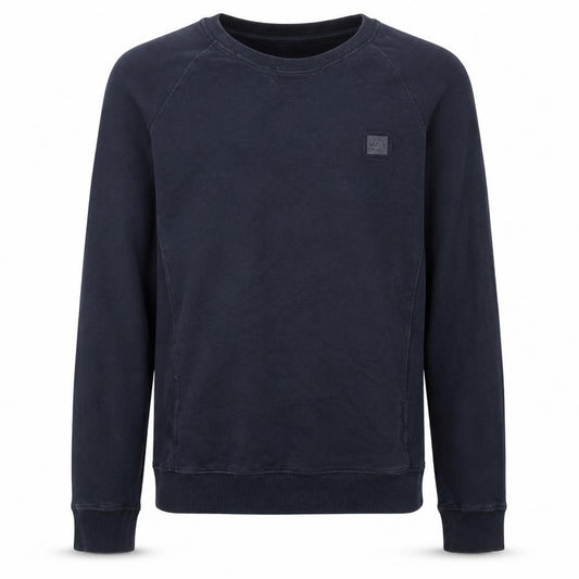 Front view of Hugo Boss Men's Blue Slim Fit Crew Neck Sweatshirt M