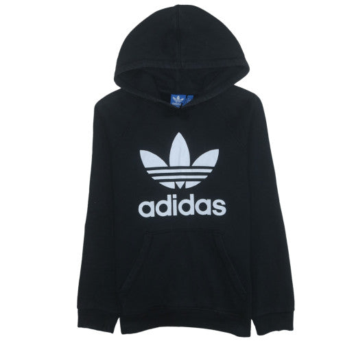 Adidas Mens Black Pullover Hoodie Medium Graphic Logo Fleece