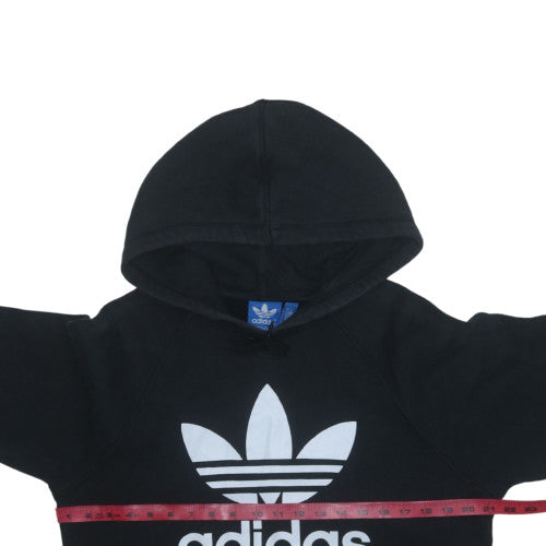 Adidas Mens Black Pullover Hoodie Medium Graphic Logo Fleece