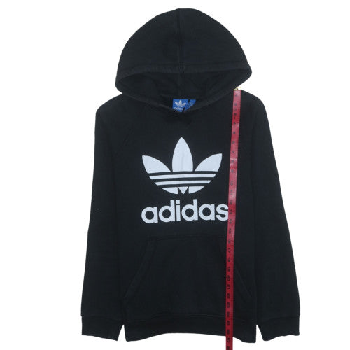 Adidas Mens Black Pullover Hoodie Medium Graphic Logo Fleece
