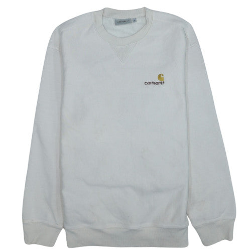 Carhartt Men's White Crew Neck Logo Sweatshirt Size M
