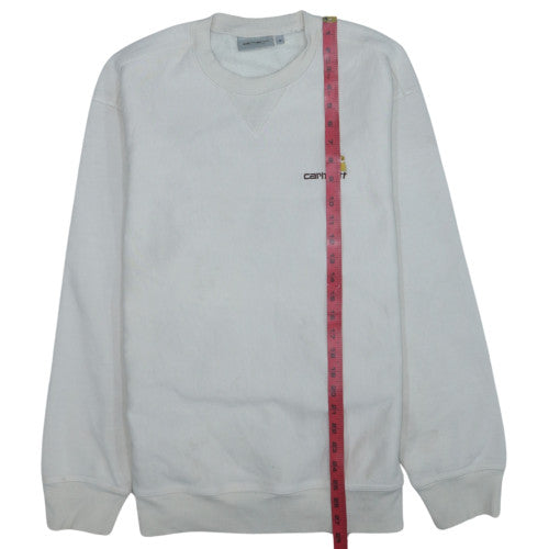 Carhartt Men's White Crew Neck Logo Sweatshirt Size M