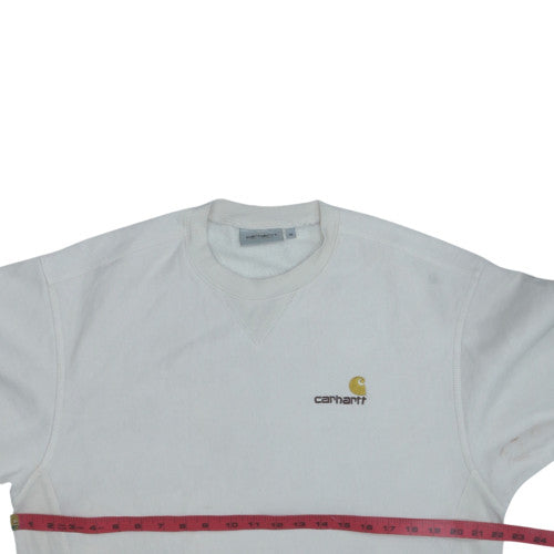Carhartt Men's White Crew Neck Logo Sweatshirt Size M