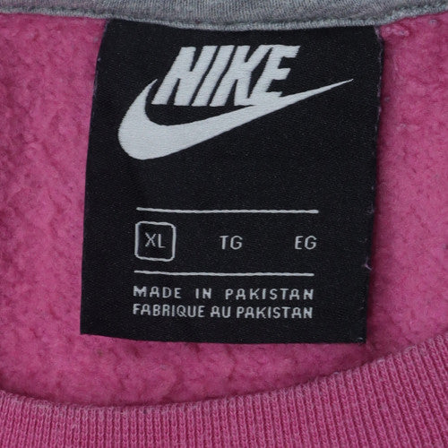 Nike Women Pink Crew Neck Pullover Sweatshirt XL Cotton Blend