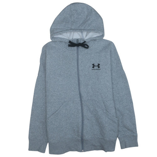 Under Armour Mens Grey Full Zip Hoodie Size L Loose Fit Fleece Sweatshirt