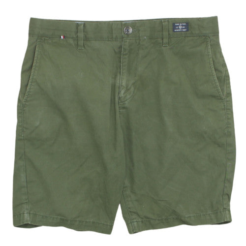 Tommy Hilfiger Boys Green Chino Shorts Size 31 Regular Fit Summer Casual