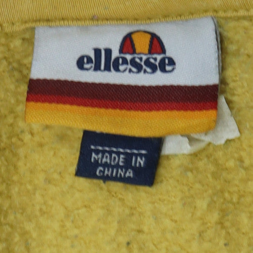 Ellesse Men's Yellow Pullover Hoodie Medium Logo Sportswear