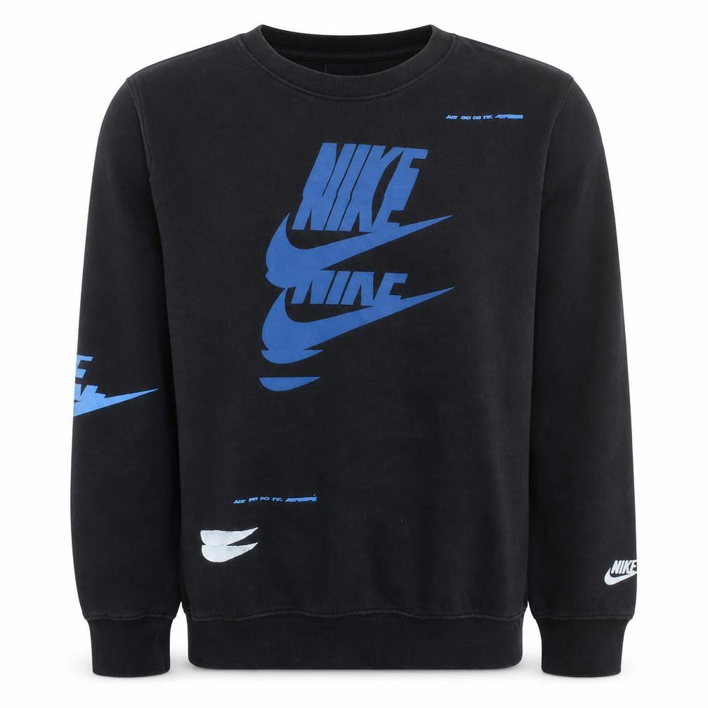 Front view of Nike Men's Black Pullover Graphic Logo Sweatshirt, size S