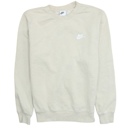 Nike Men's Beige Small Pullover Crew Neck Fleece Sweatshirt