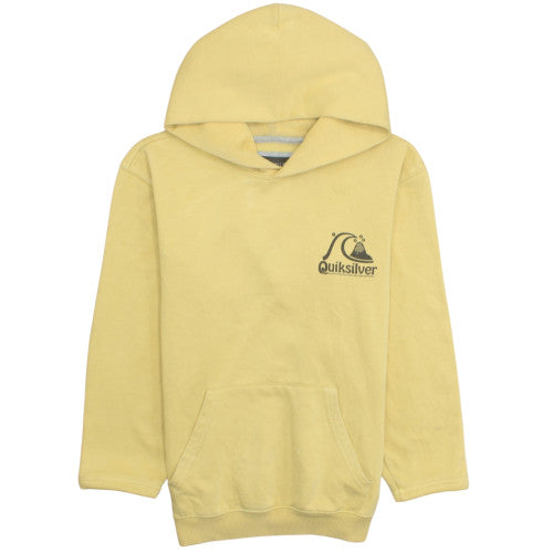Quiksilver Boys Yellow Pullover Hoodie Size 14 Cotton Blend Surf Logo