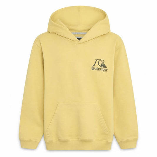 Quiksilver Boys Yellow Pullover Hoodie Size 14 Cotton Blend Surf Logo