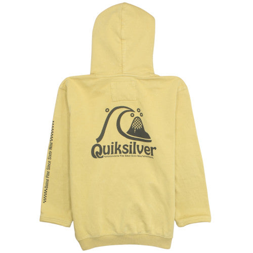 Quiksilver Boys Yellow Pullover Hoodie Size 14 Cotton Blend Surf Logo