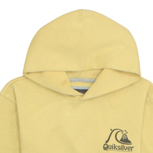 Quiksilver Boys Yellow Pullover Hoodie Size 14 Cotton Blend Surf Logo