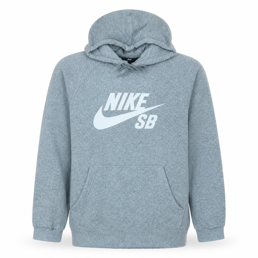 Front view of Nike SB Grey Men's Regular Fit Pullover Hoodie Medium
