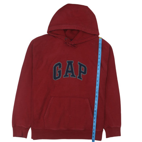 GAP Men's Red Pullover Hoodie Large Fleece Logo Sweatshirt