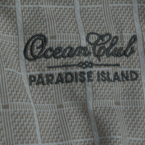 Nike Golf Men's Beige Check 2XL Polo Shirt Ocean Club Embroidered