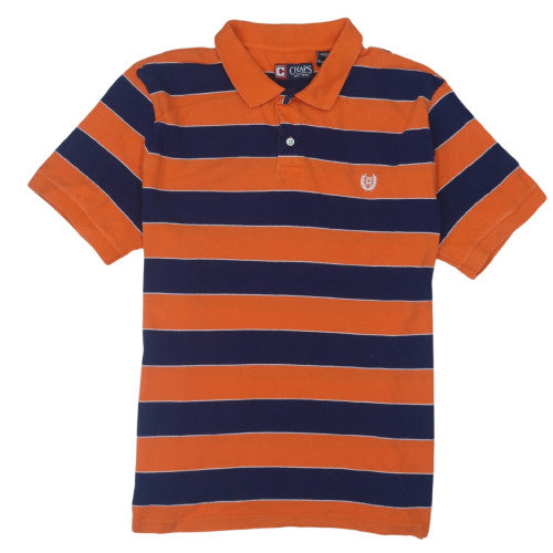 Chaps Men's Orange & Navy Striped Polo Shirt XL Cotton Classic Fit