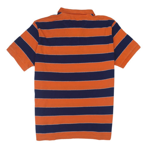 Chaps Men's Orange & Navy Striped Polo Shirt XL Cotton Classic Fit