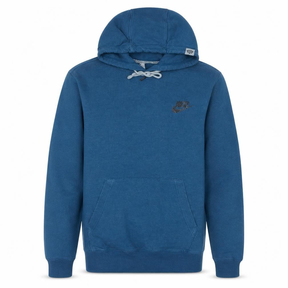 Front view of Nike Men Blue Pullover Hoodie S Fleece Logo Sportswear