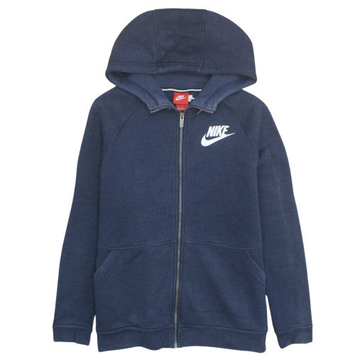 Nike Womens Navy Full Zip Hoodie L Cotton Blend Casual Sportswear